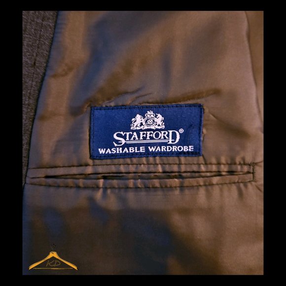 Stafford Washable Wool Suit - 50R/44, Gray w/Blue Pinstripes, NWT - Picture 7 of 14